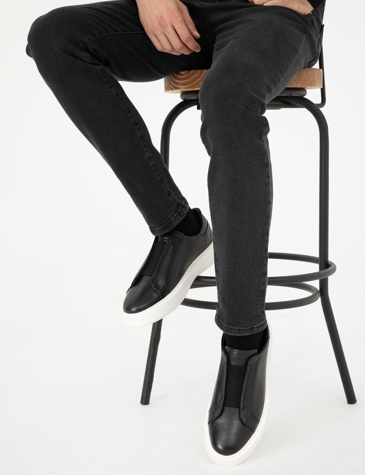 Siyah %100 Deri Casual Ayakkabı - 50298493002