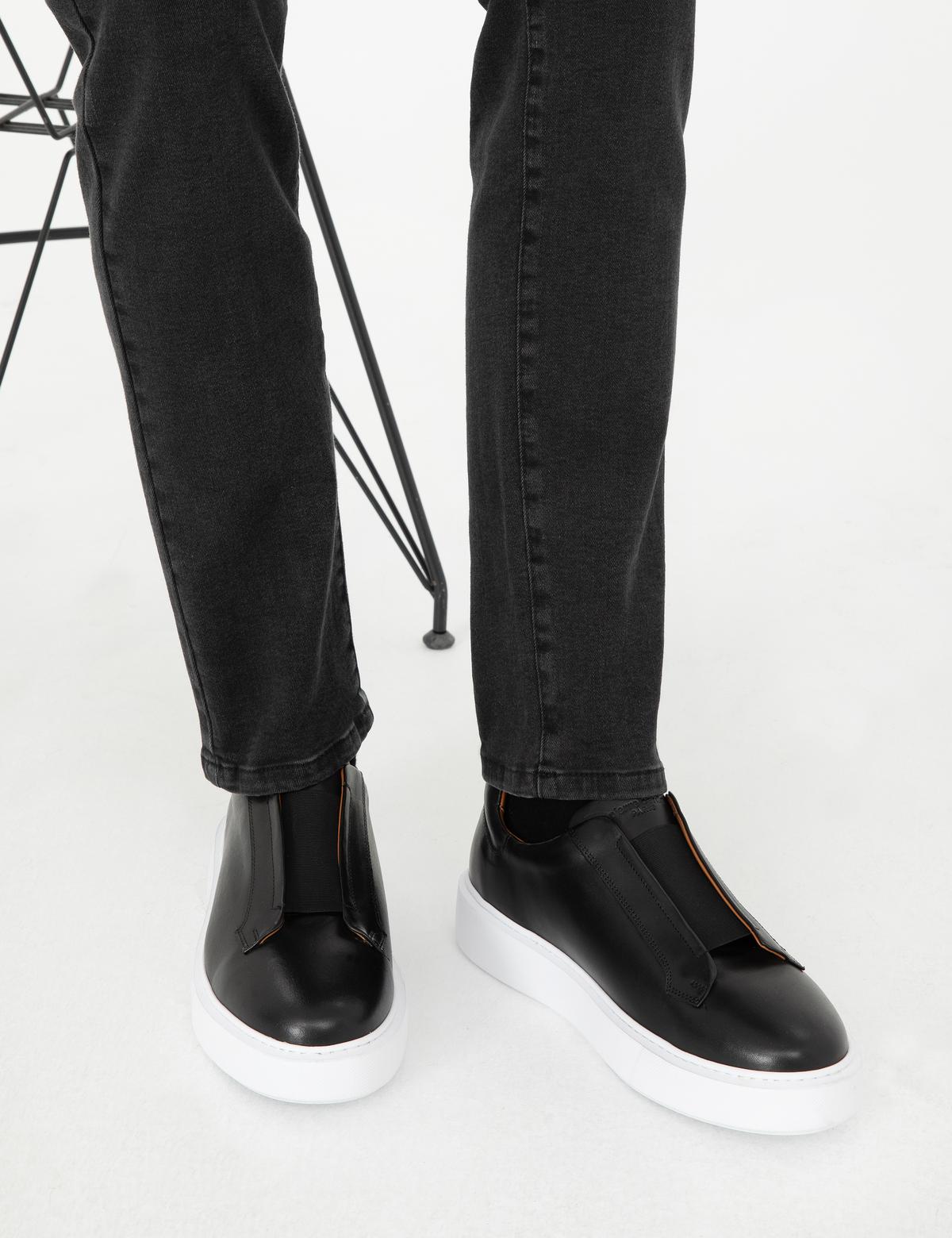 Siyah %100 Deri Casual Ayakkabı - 50296068005