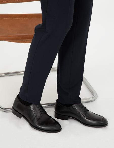 Siyah %100 Deri Klasik Ayakkabı - 50295849005