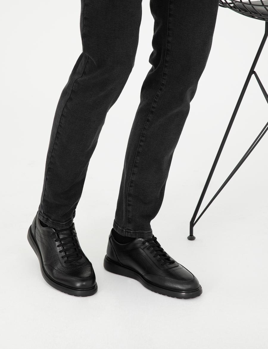 Siyah %100 Deri Casual Ayakkabı