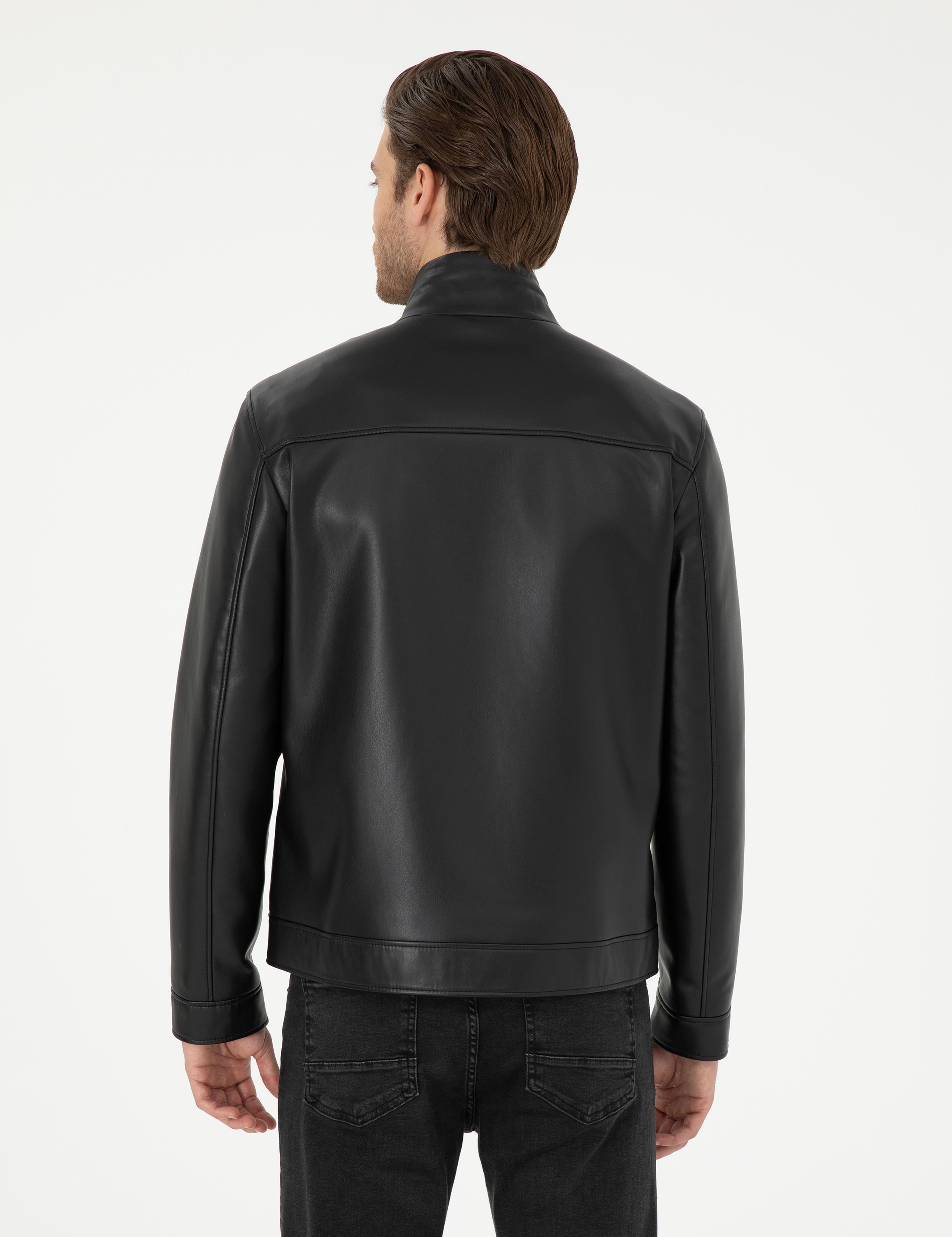 Siyah Suni Deri Ceket