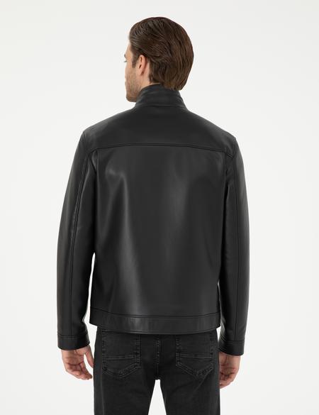 Siyah Suni Deri Ceket - 50300560005