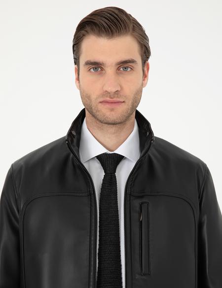 Siyah Suni Deri Ceket - 50300560005