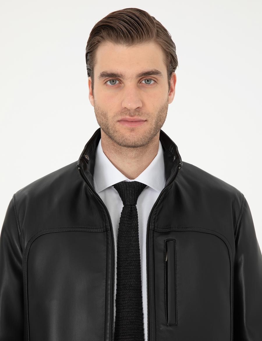 Siyah Suni Deri Ceket