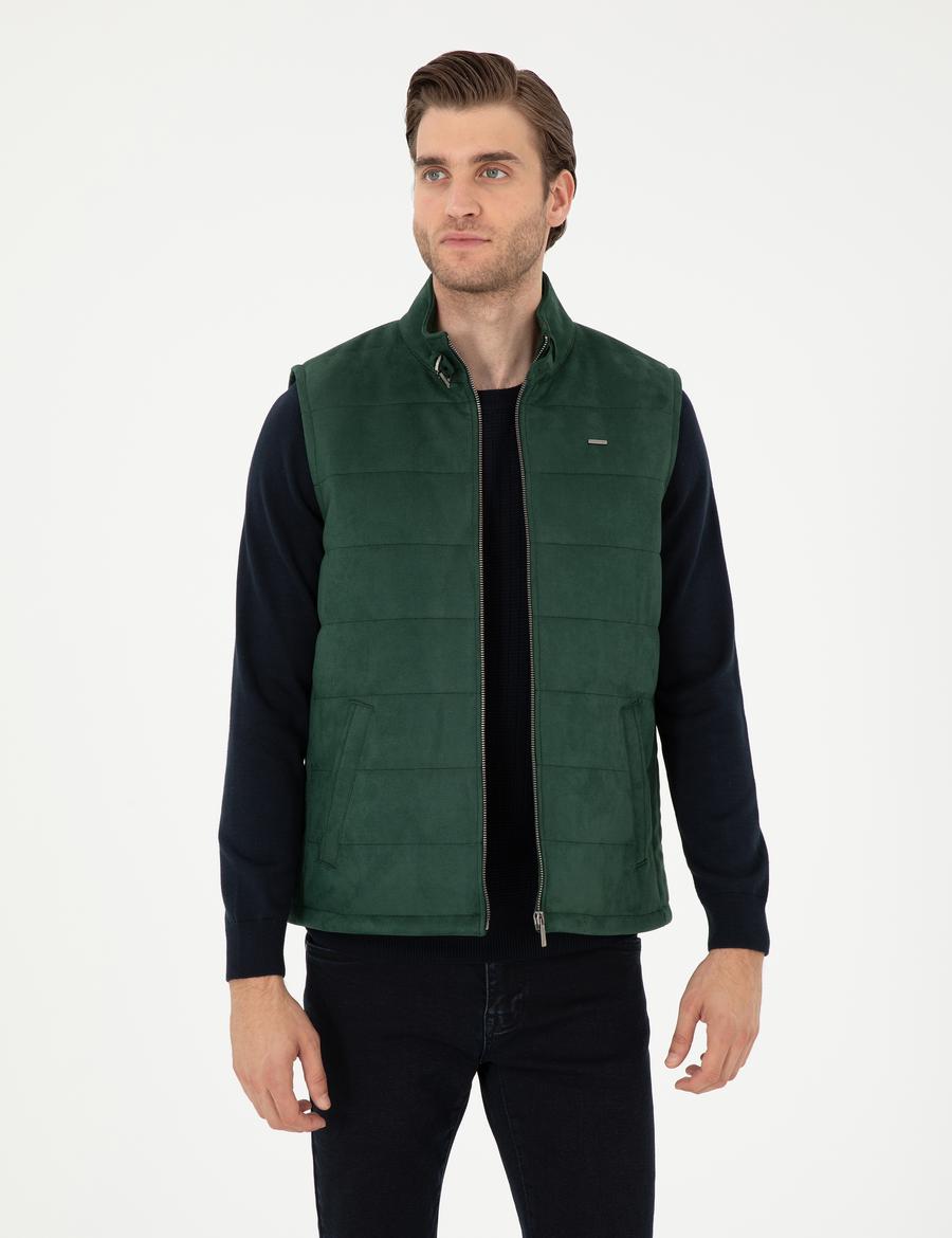 Yeşil Suni Deri Yelek