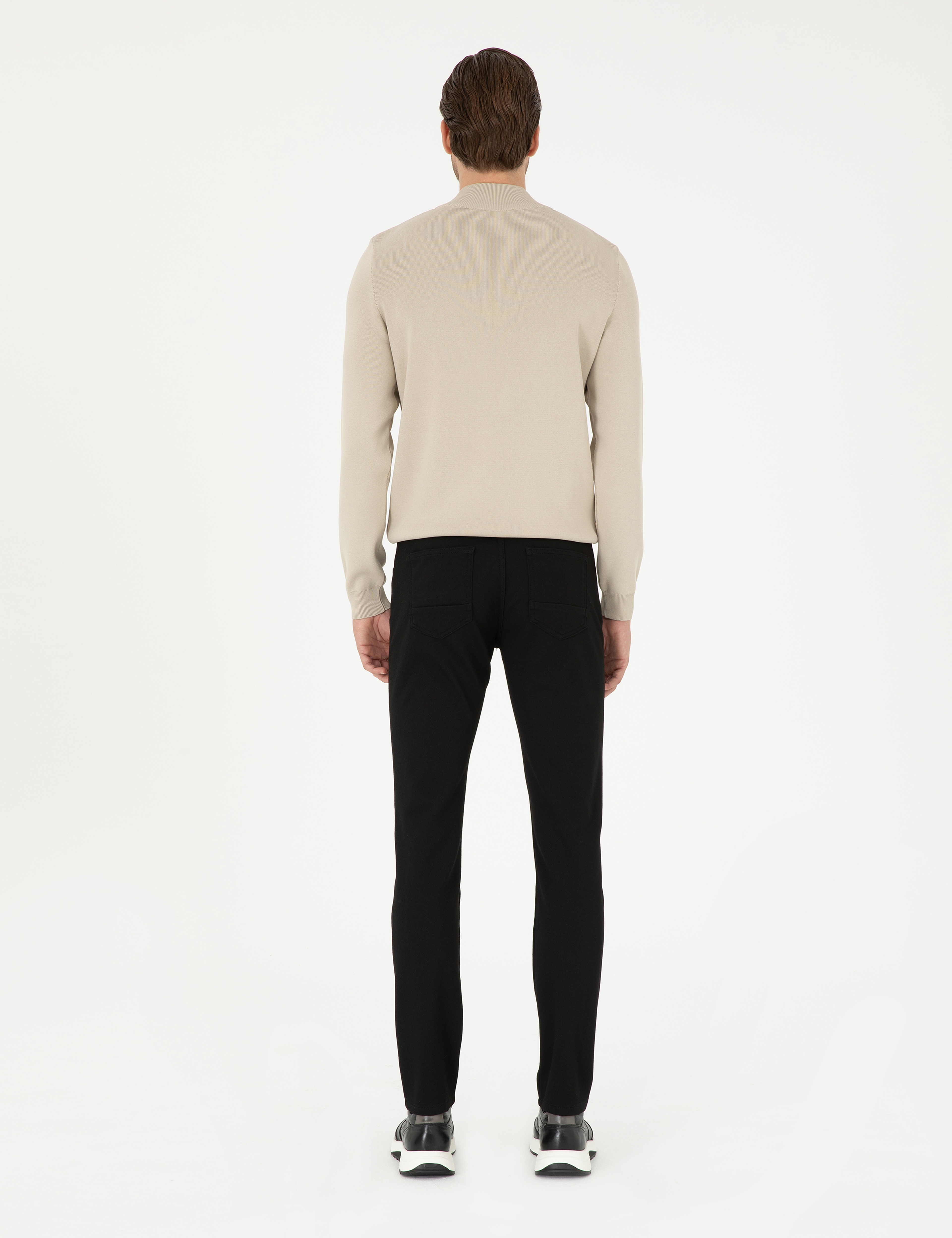 Siyah Slim Fit Kanvas Pantolon - Image 4