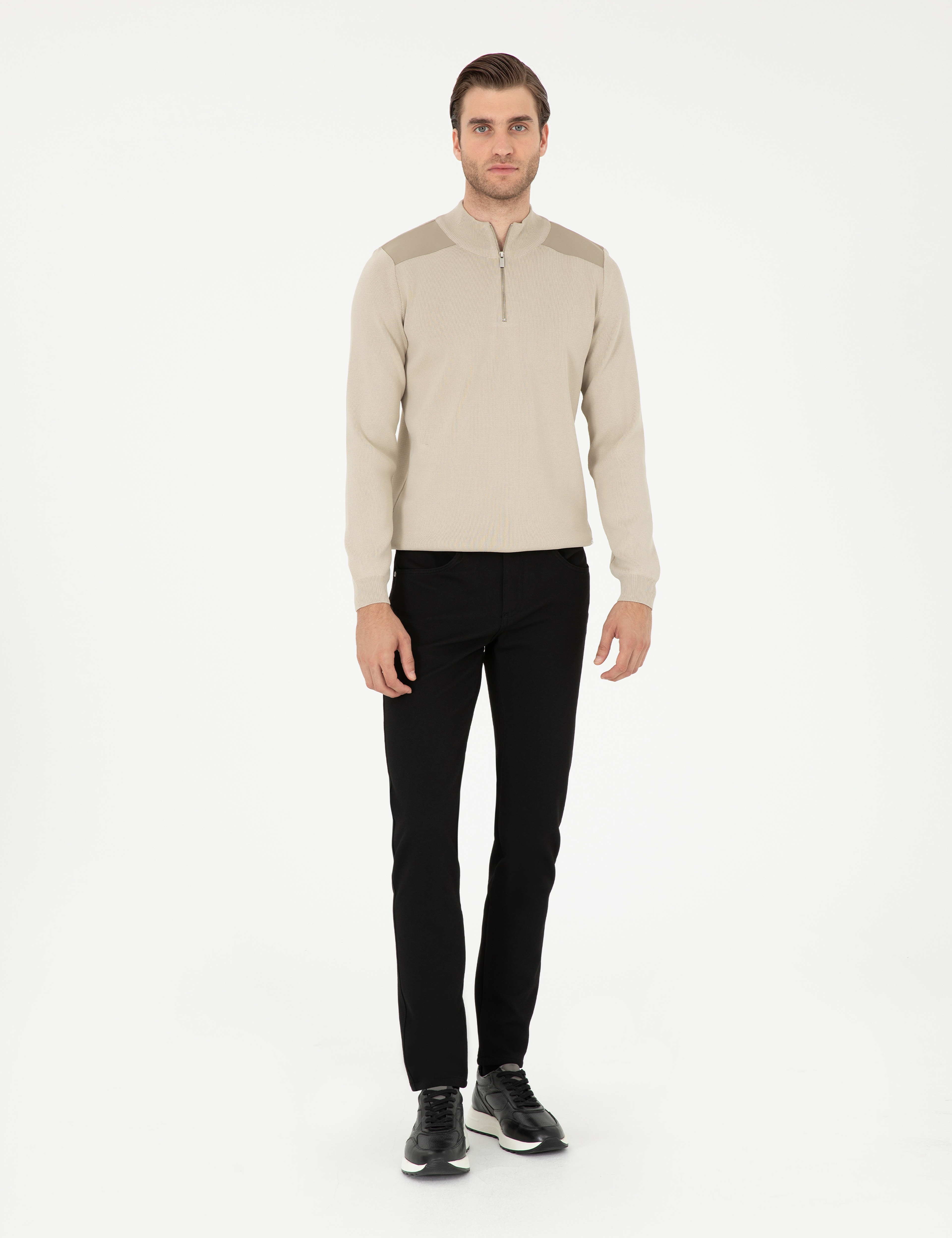 Siyah Slim Fit Kanvas Pantolon