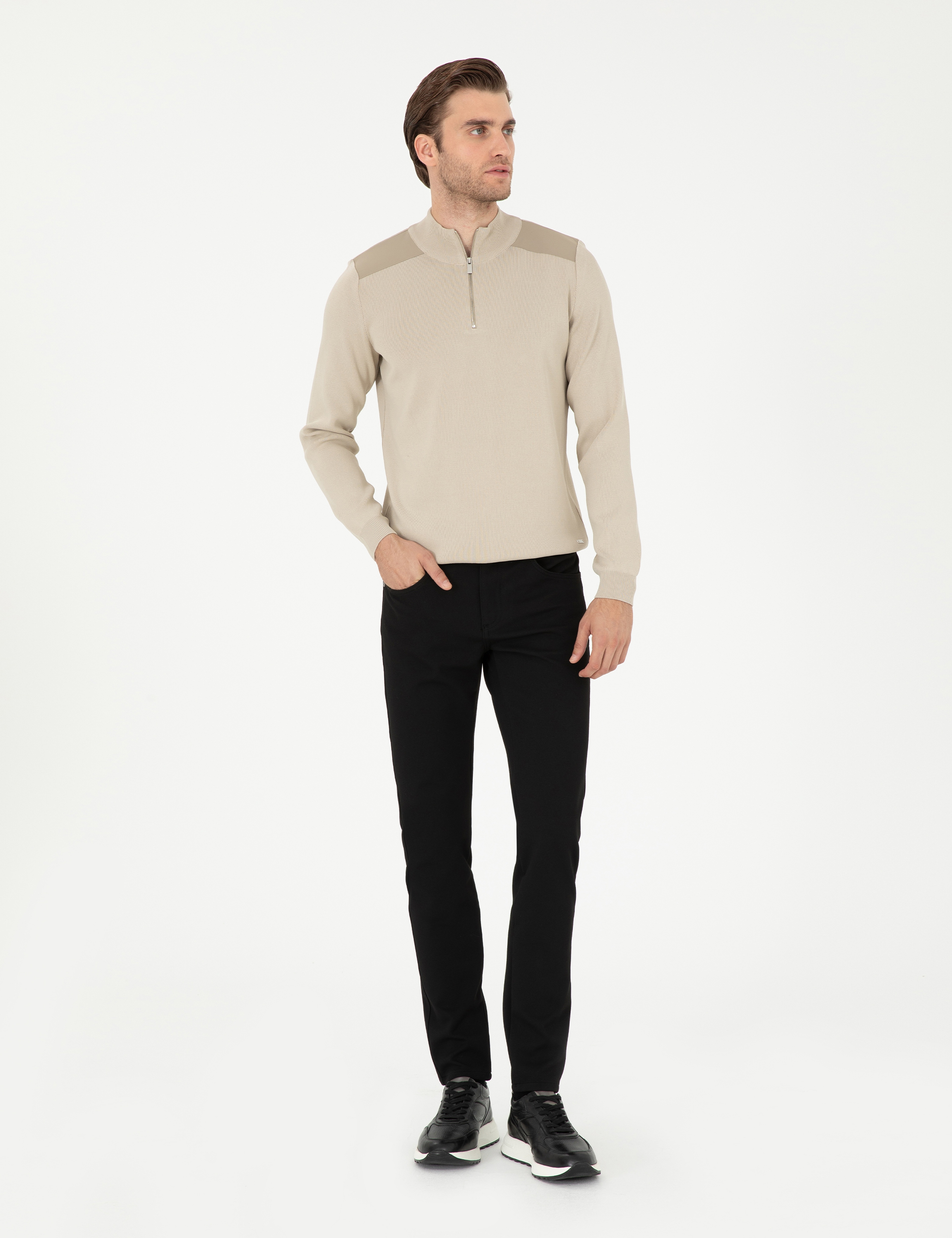 Siyah Slim Fit Kanvas Pantolon