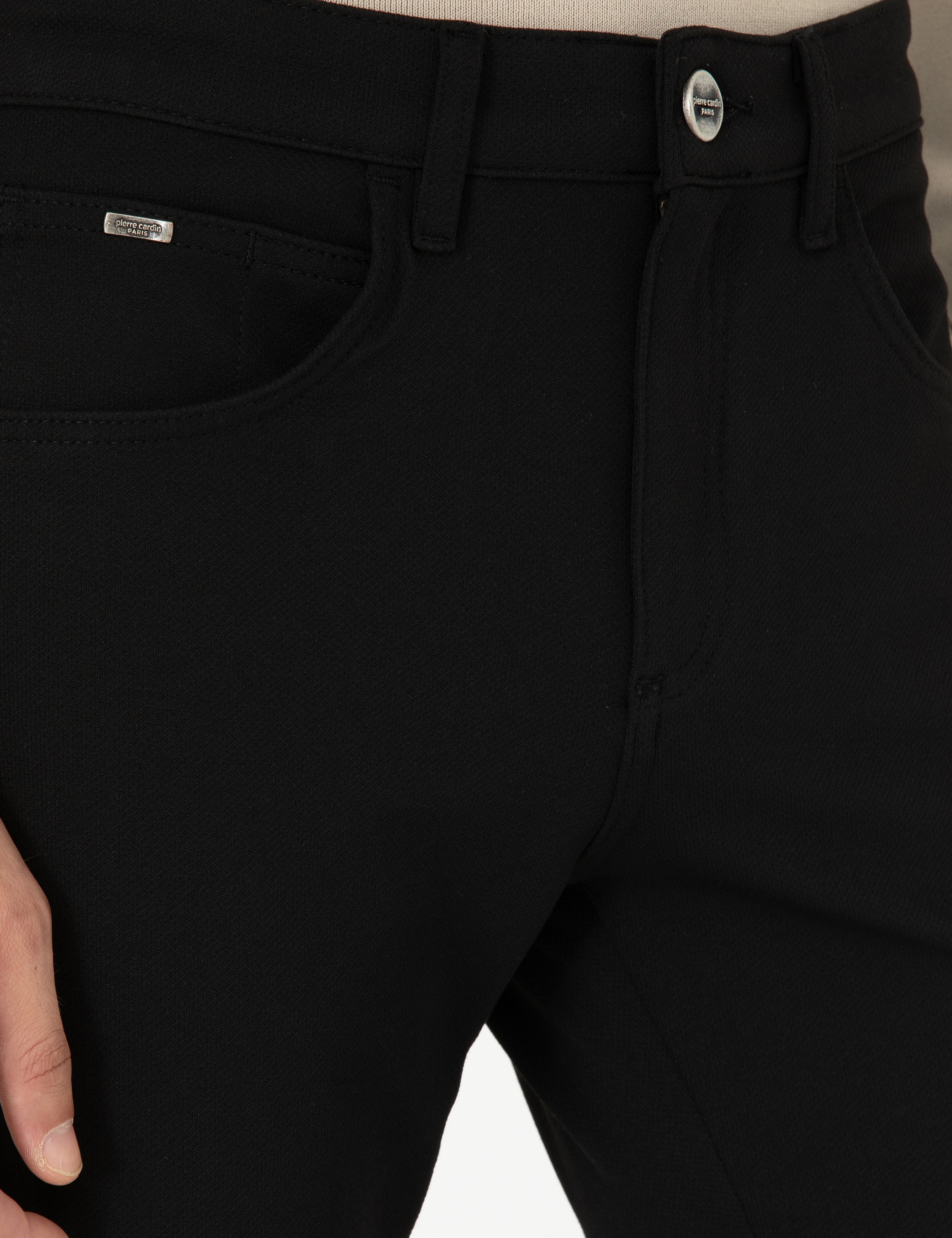 Siyah Slim Fit Kanvas Pantolon - Image 5