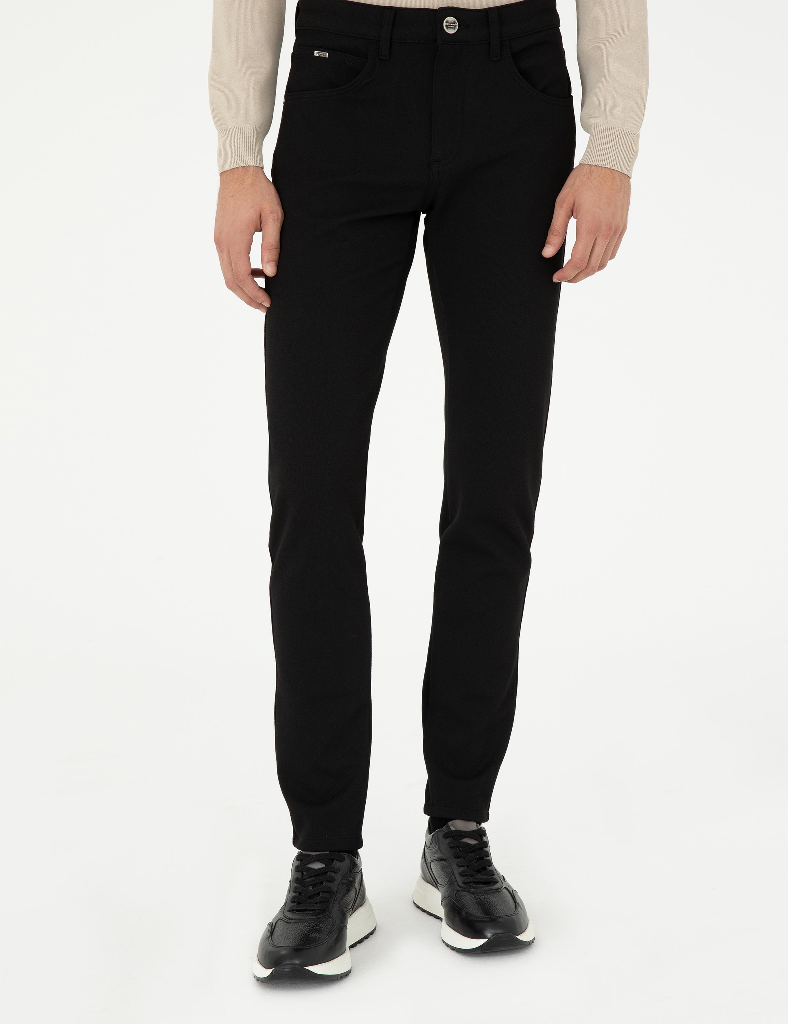 Siyah Slim Fit Kanvas Pantolon