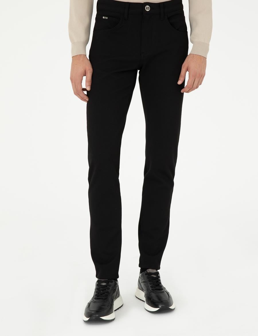 Siyah Slim Fit Kanvas Pantolon