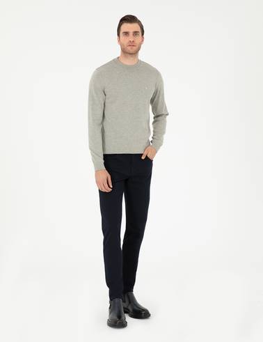 Lacivert Slim Fit Kanvas Pantolon