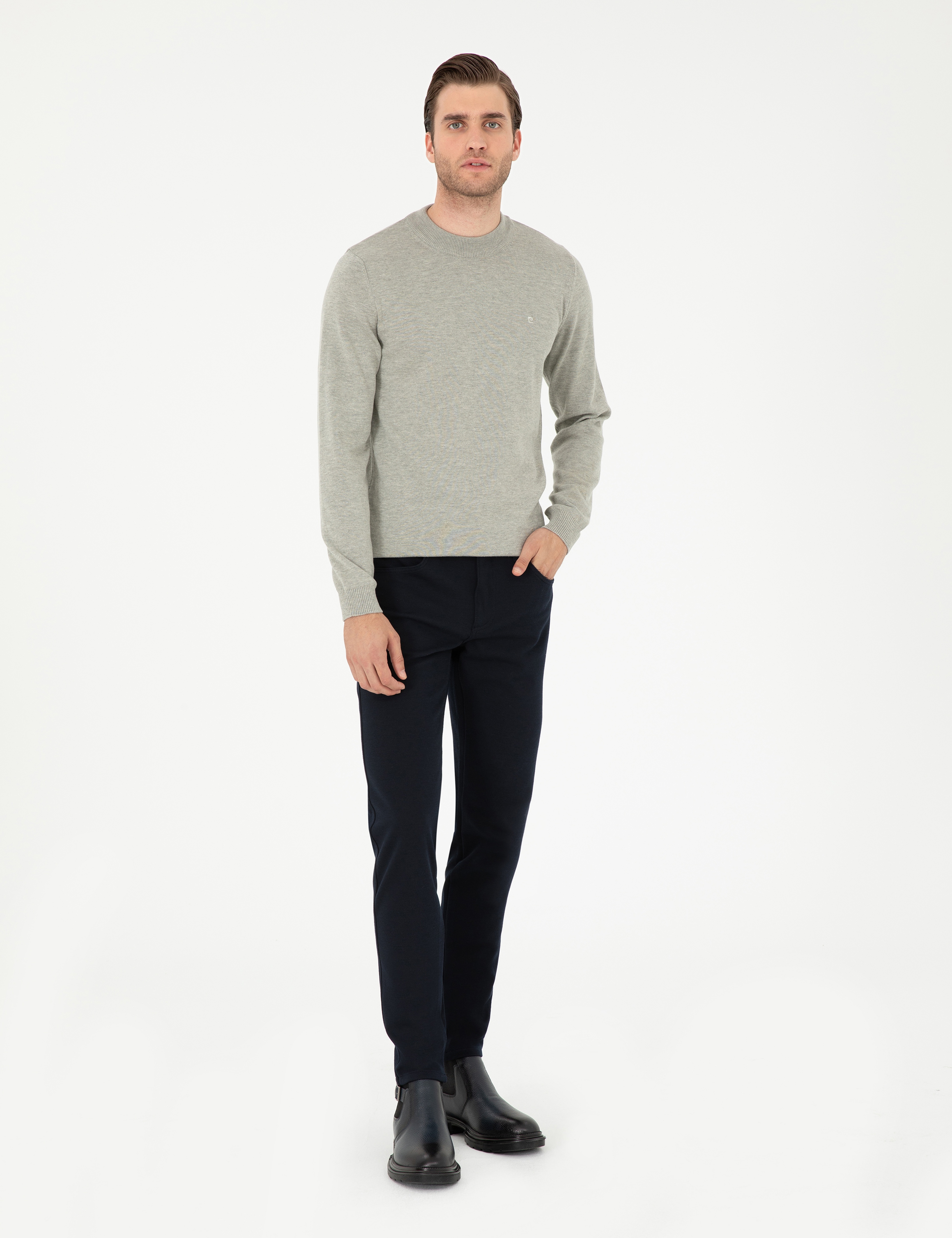 Lacivert Slim Fit Kanvas Pantolon - Image 1