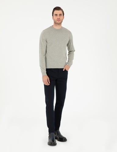 Lacivert Slim Fit Kanvas Pantolon