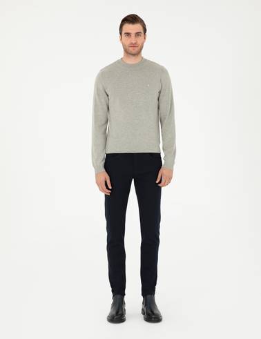 Lacivert Slim Fit Kanvas Pantolon
