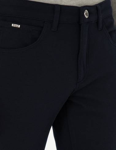 Lacivert Slim Fit Kanvas Pantolon