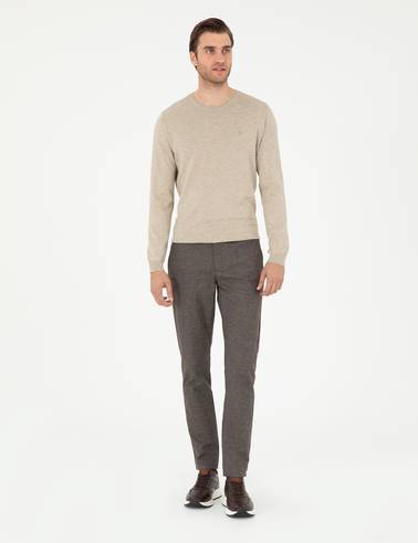 Kahverengi Slim Fit Kanvas Pantolon
