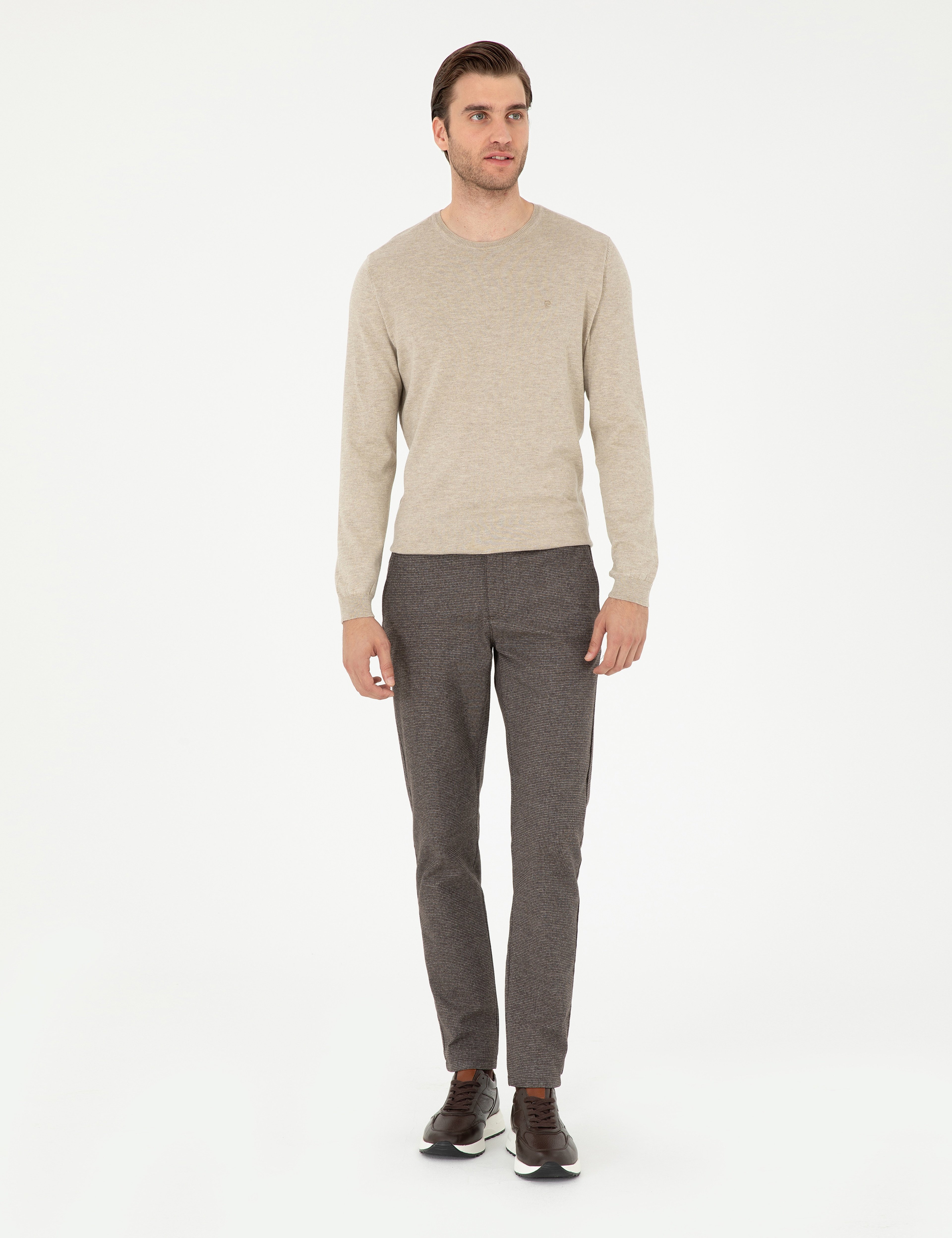 Kahverengi Slim Fit Kanvas Pantolon - Image 1