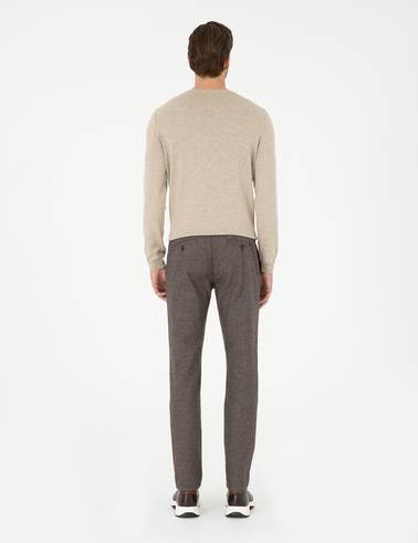 Kahverengi Slim Fit Kanvas Pantolon