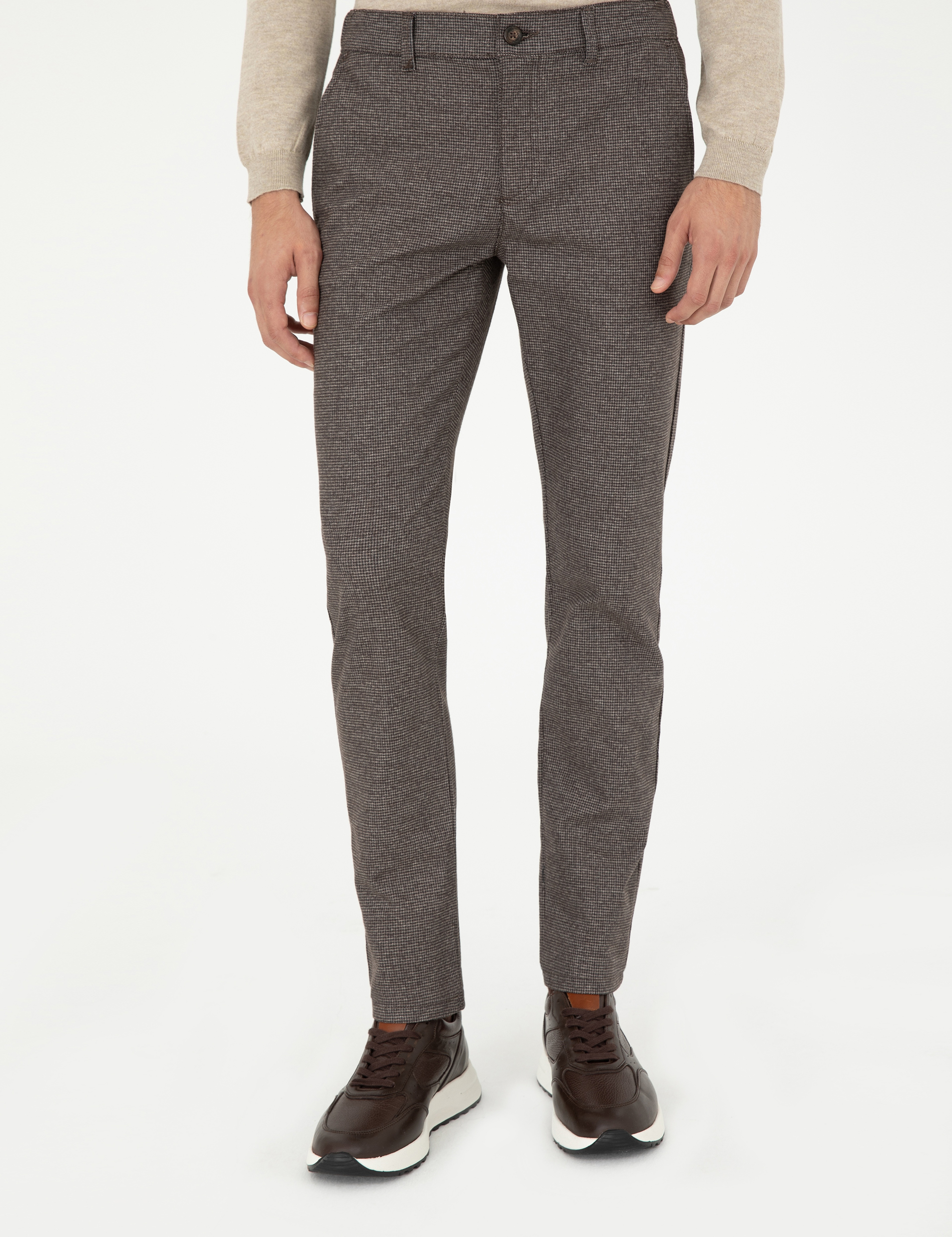 Kahverengi Slim Fit Kanvas Pantolon - Image 2