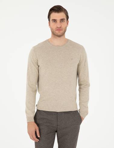 Kum Melanj Slim Fit Bisiklet Yaka Basic Triko Kazak
