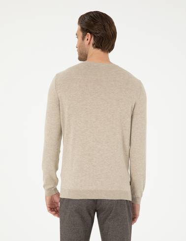 Kum Melanj Slim Fit Bisiklet Yaka Basic Triko Kazak
