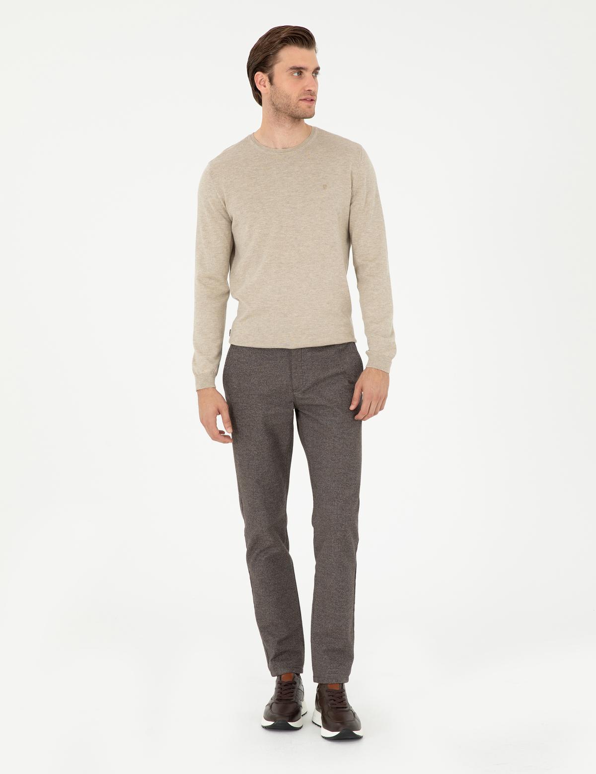 Kum Melanj Slim Fit Bisiklet Yaka Basic Triko Kazak - 50296621081