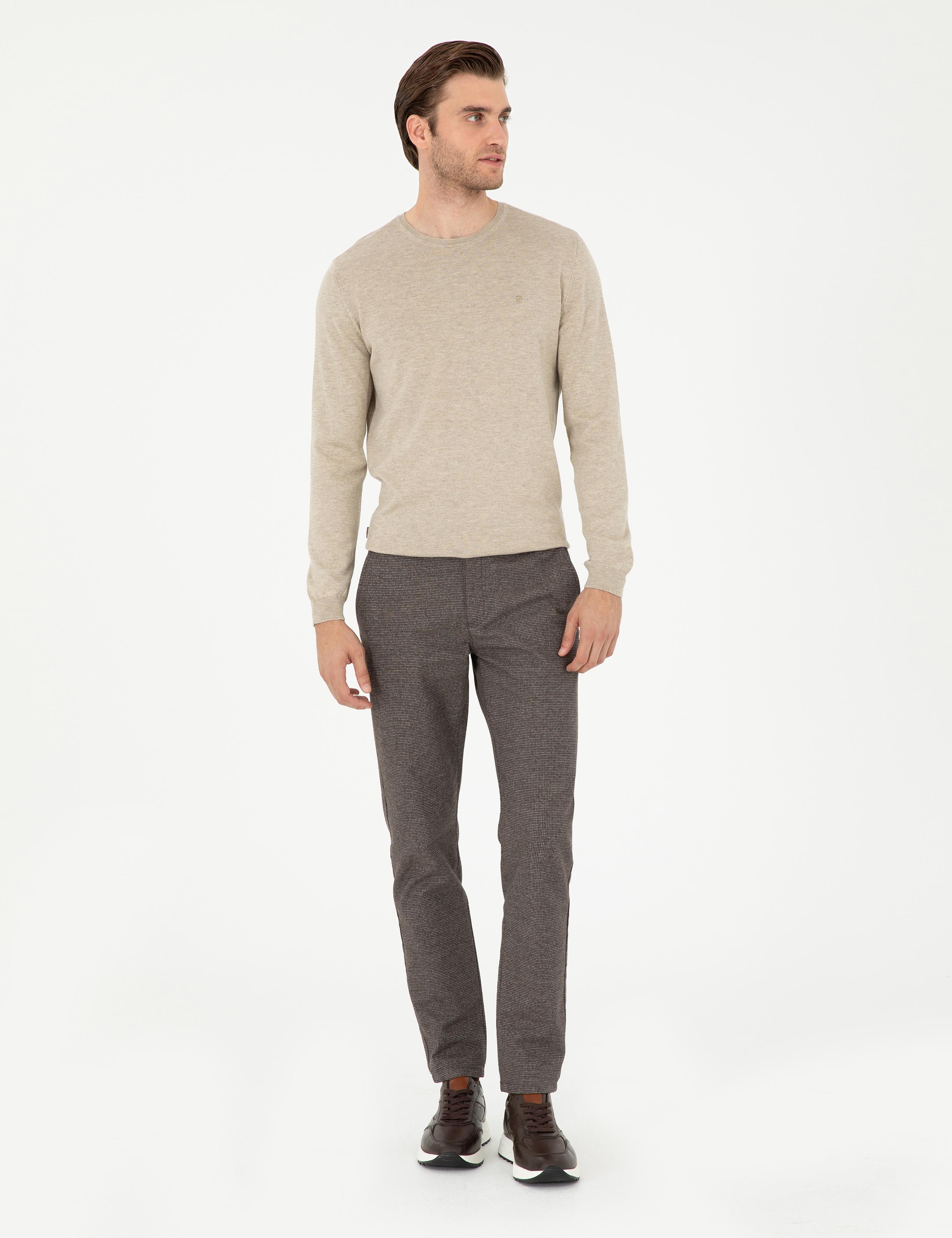 Kum Melanj Slim Fit Bisiklet Yaka Basic Triko Kazak