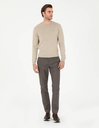 Kum Melanj Slim Fit Bisiklet Yaka Basic Triko Kazak