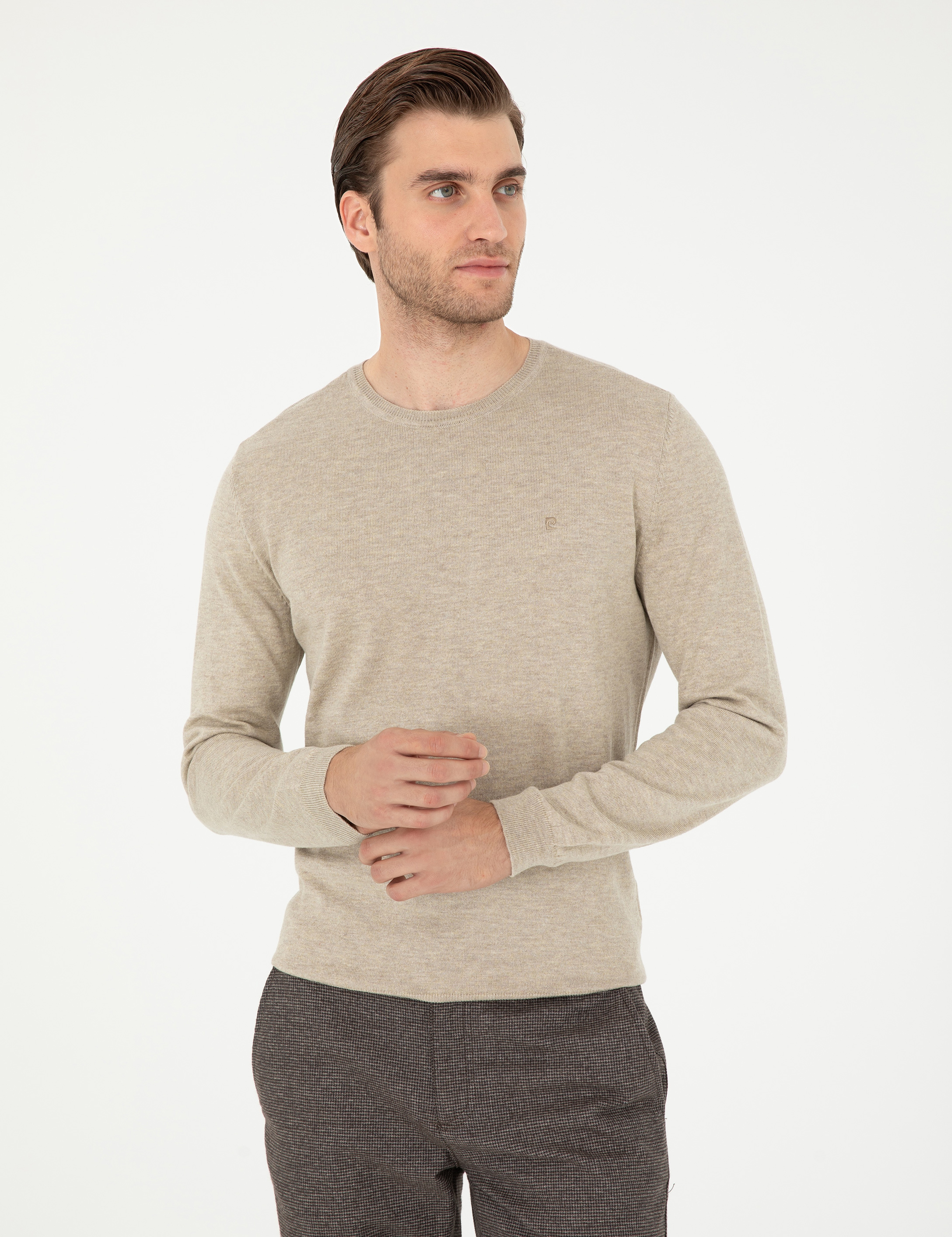 Kum Melanj Slim Fit Bisiklet Yaka Basic Triko Kazak - Image 3