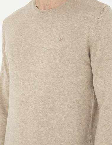 Kum Melanj Slim Fit Bisiklet Yaka Basic Triko Kazak
