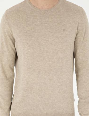 Kum Melanj Slim Fit Bisiklet Yaka Basic Triko Kazak