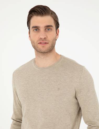 Kum Melanj Slim Fit Bisiklet Yaka Basic Triko Kazak