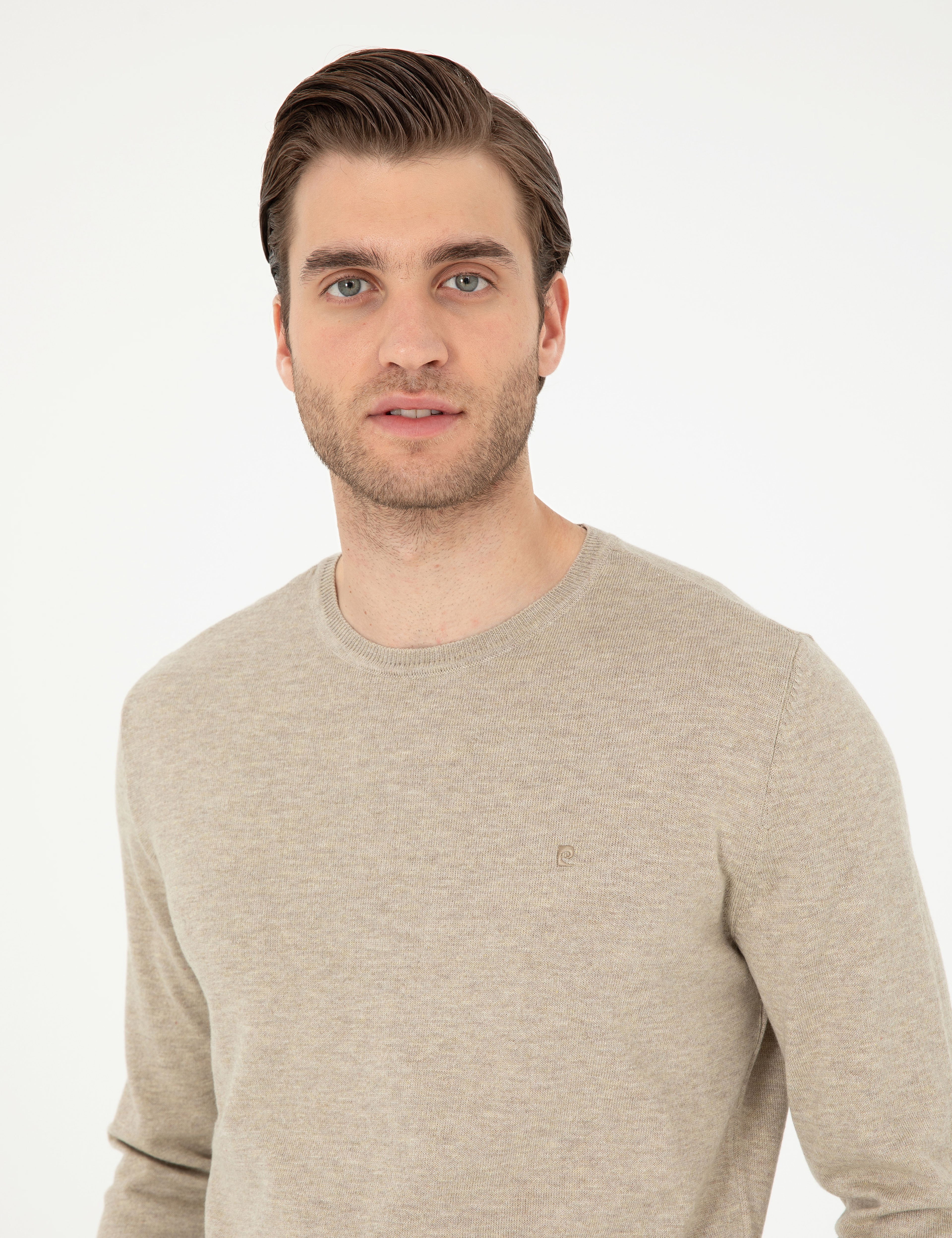 Kum Melanj Slim Fit Bisiklet Yaka Basic Triko Kazak - Image 2