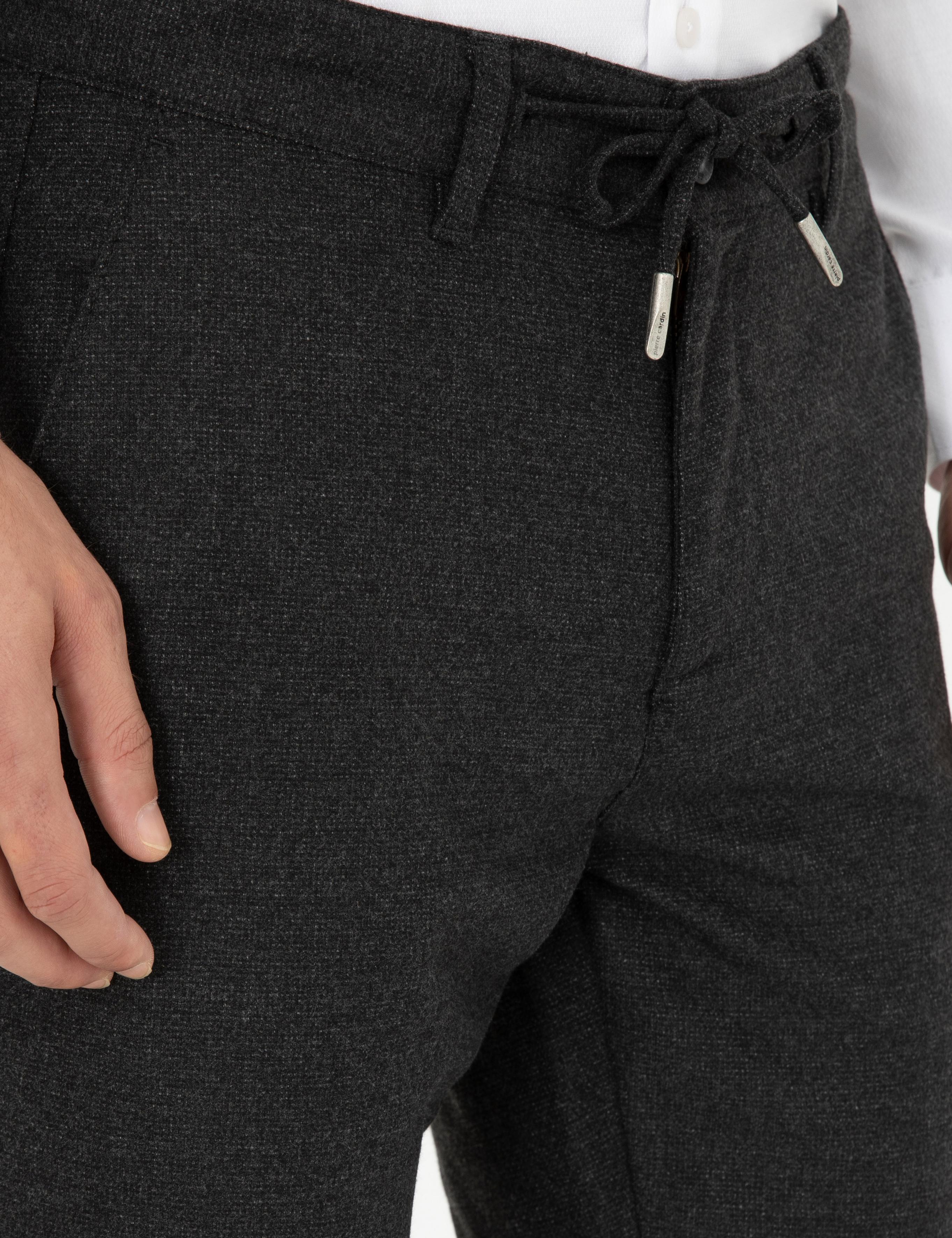 Antrasit Slim Fit Bağcıklı Kanvas Pantolon