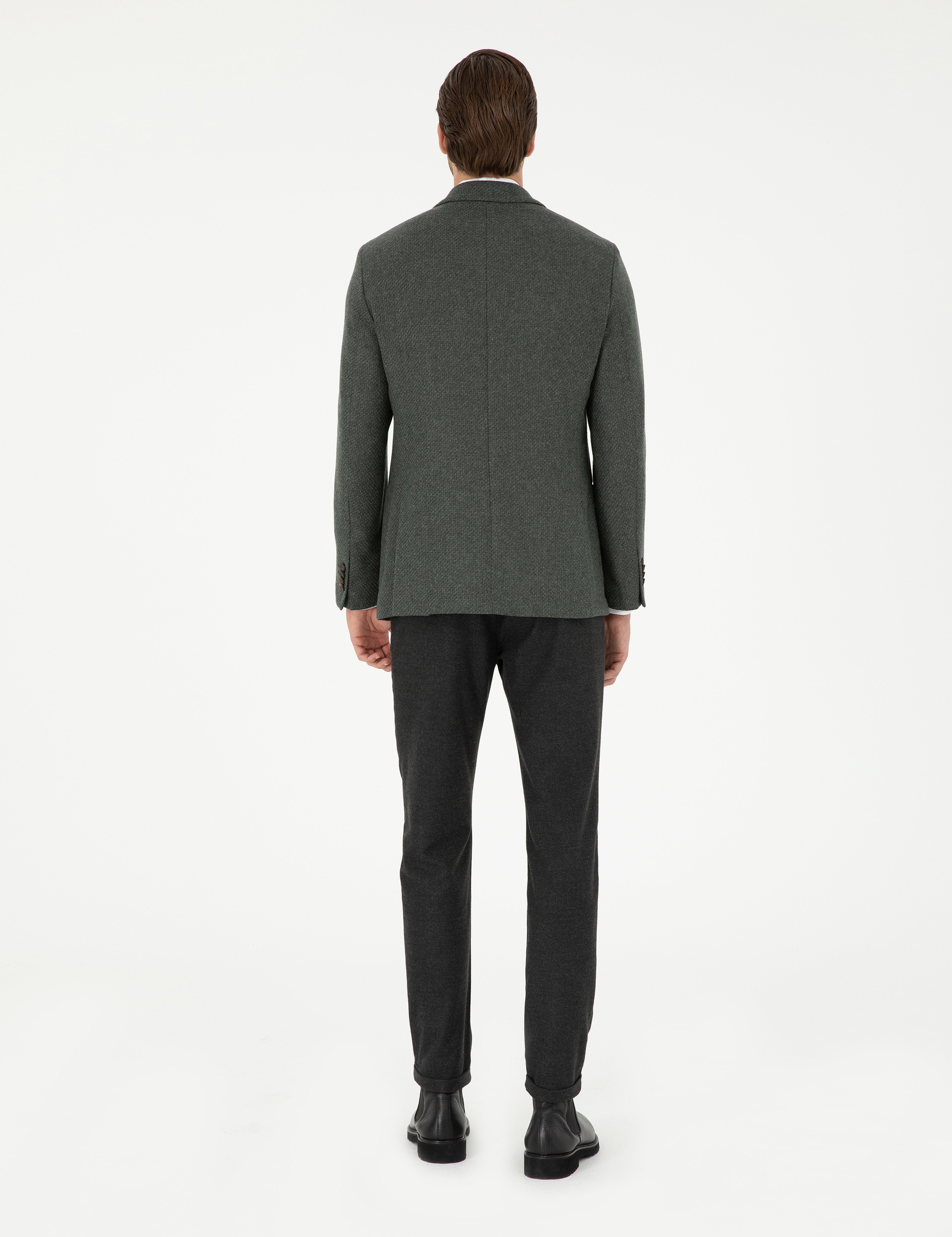 Antrasit Slim Fit Bağcıklı Kanvas Pantolon - Image 4