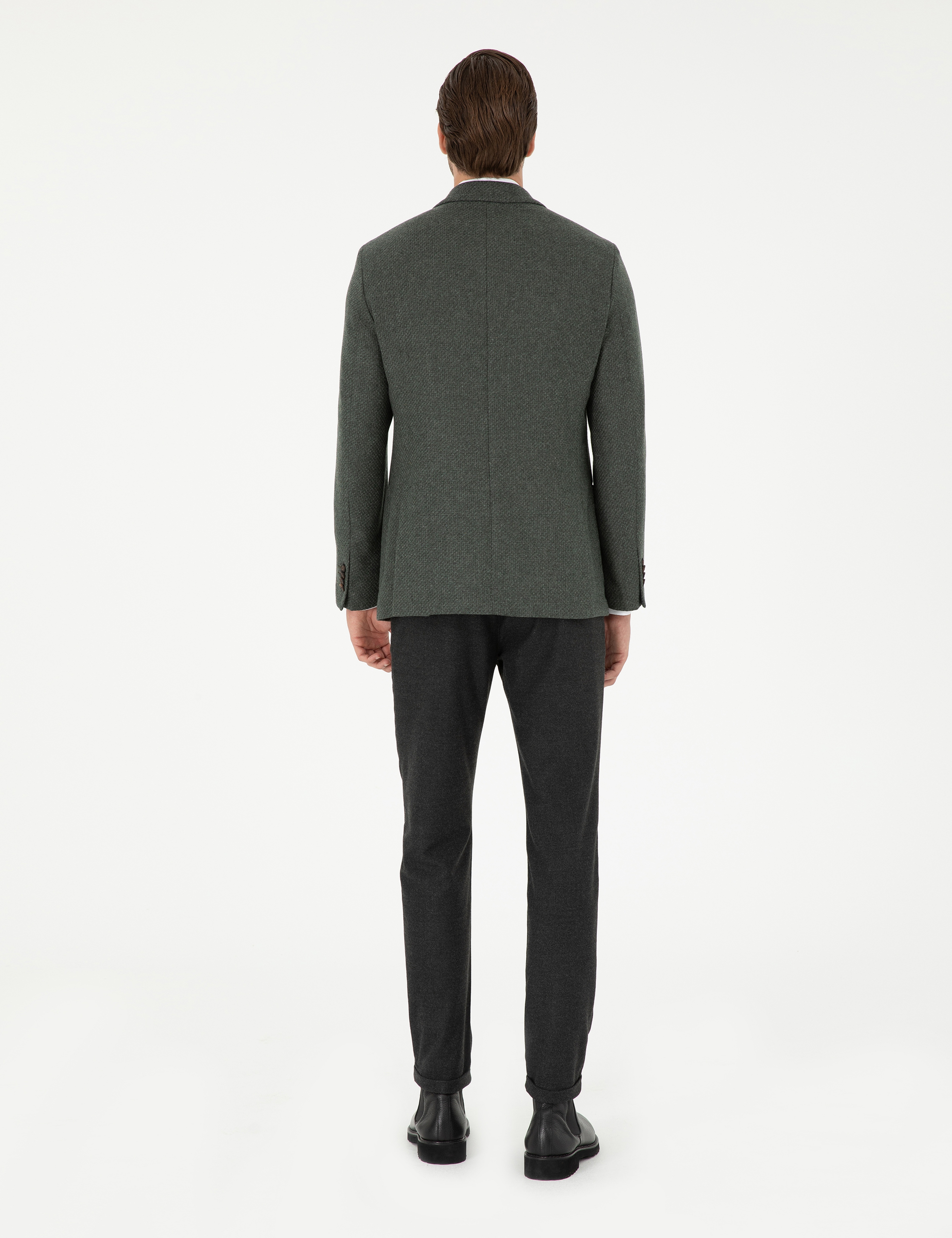 Antrasit Slim Fit Bağcıklı Kanvas Pantolon