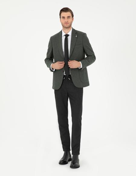 Antrasit Slim Fit Bağcıklı Kanvas Pantolon - 50296178304