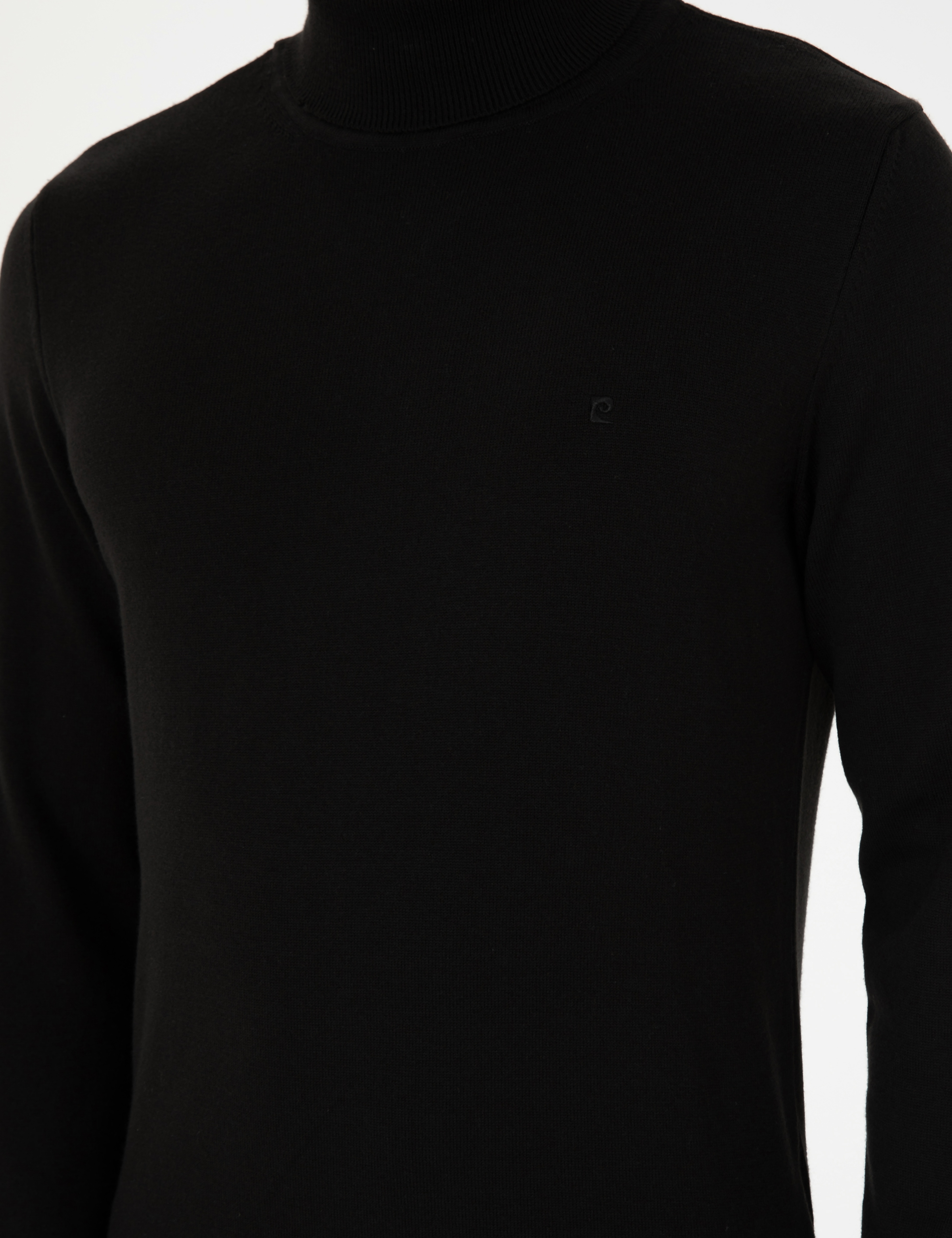 Siyah Slim Fit Balıkçı Yaka Basic Triko Kazak - Image 7