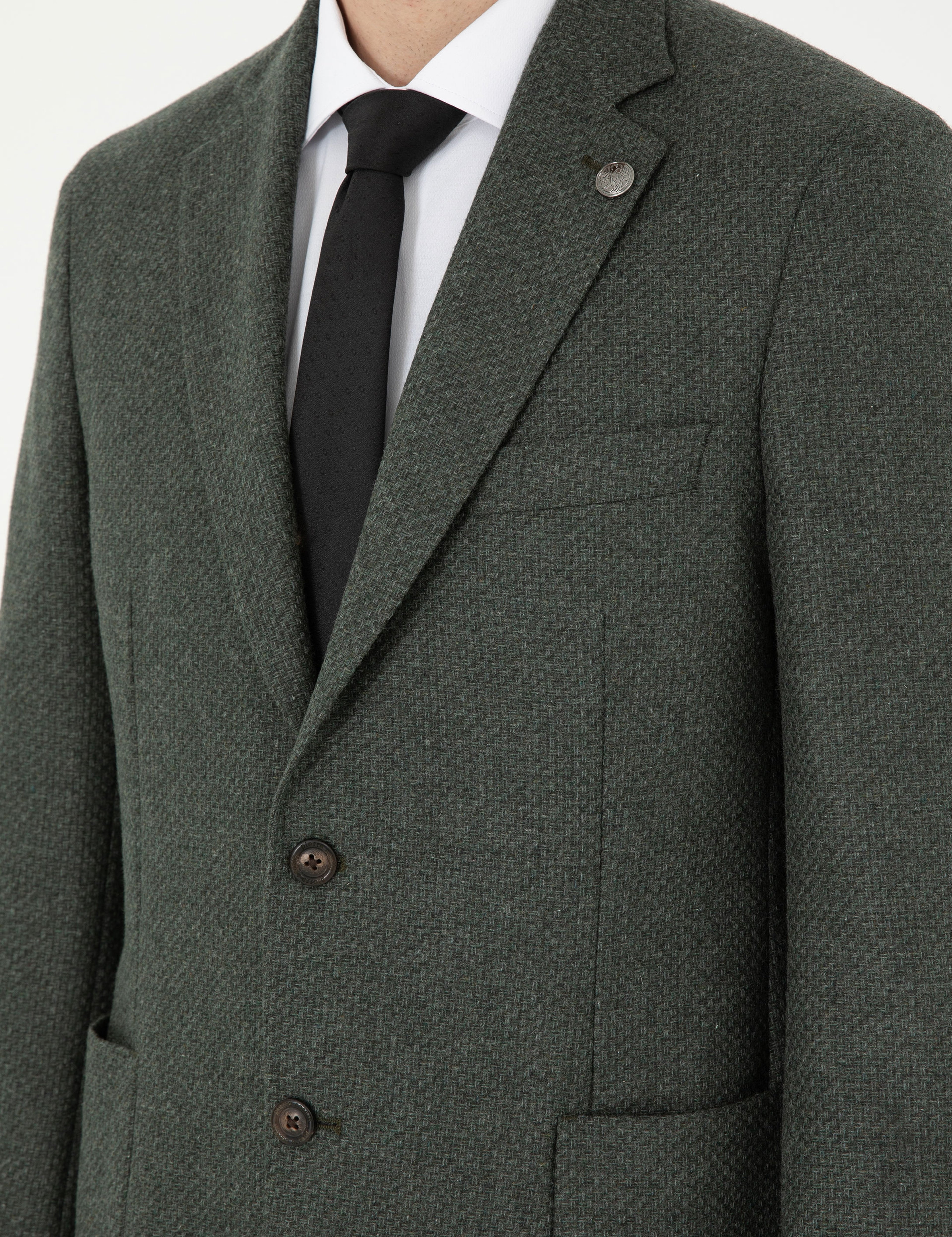 Haki Yün Karışımlı Slim Fit Ceket - Image 7