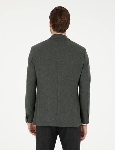 Haki Yün Karışımlı Slim Fit Ceket
