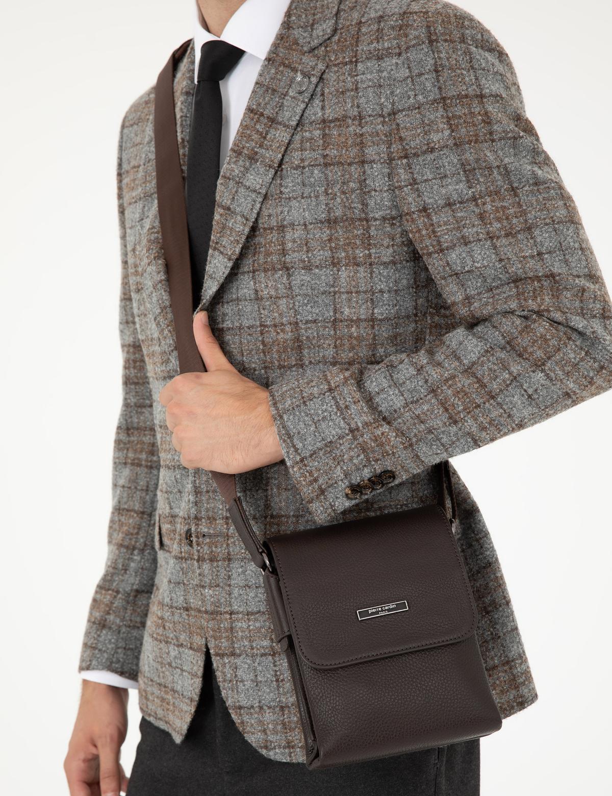 Erkek Kahverengi %100 Deri Omuz Çantası