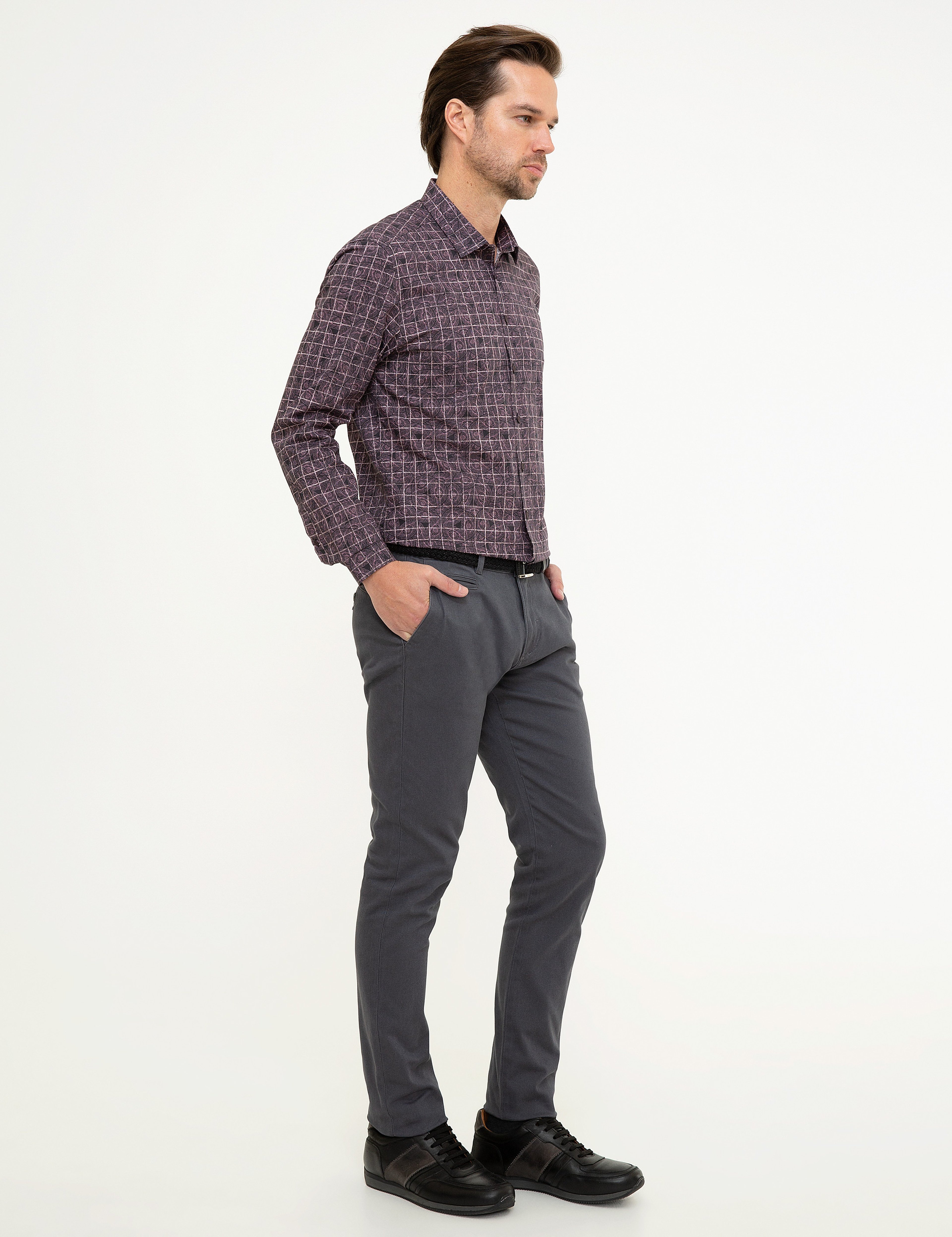 Antrasit Gri Slim Fit Chino Pantolon - Image 2