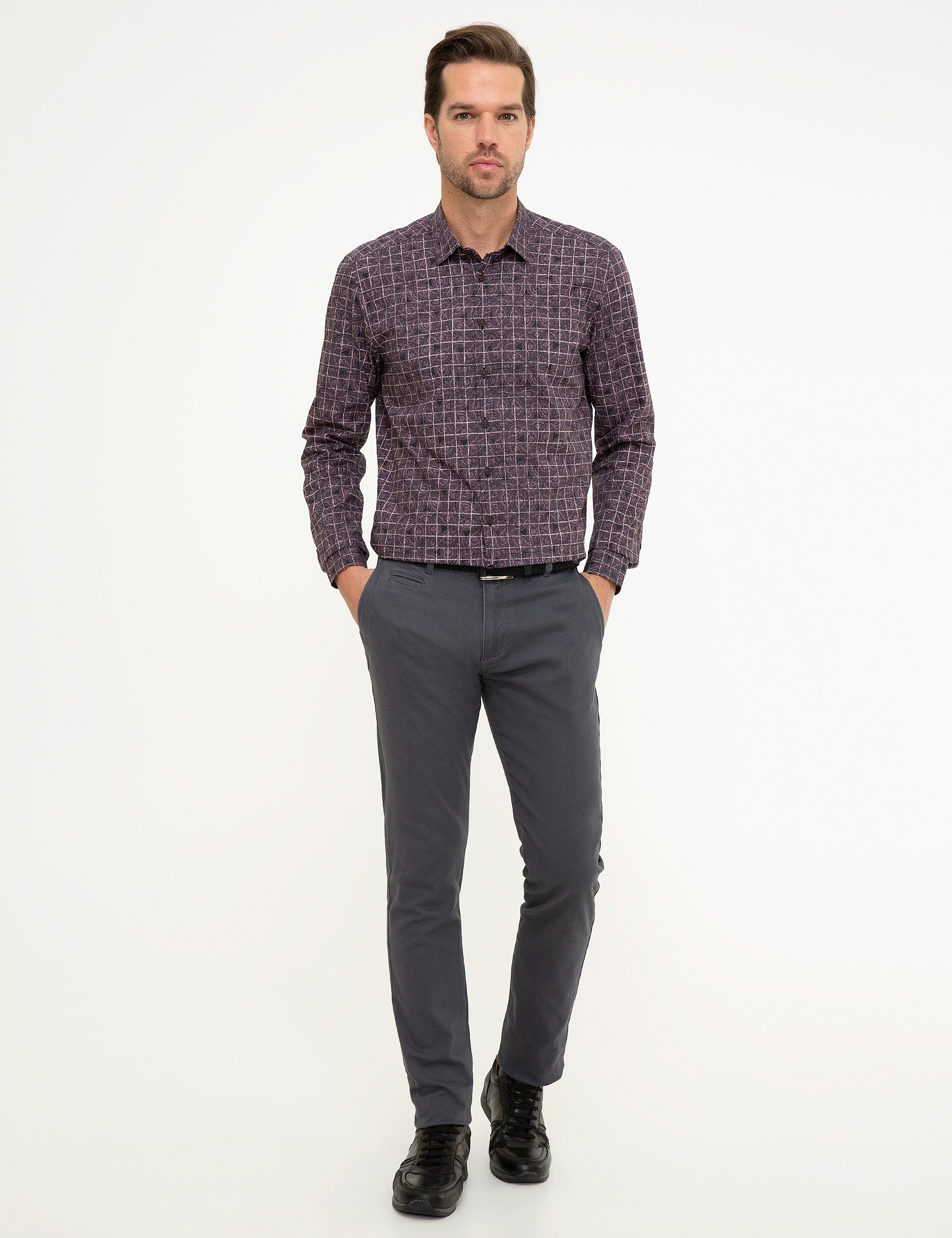 Antrasit Gri Slim Fit Chino Pantolon - Image 1