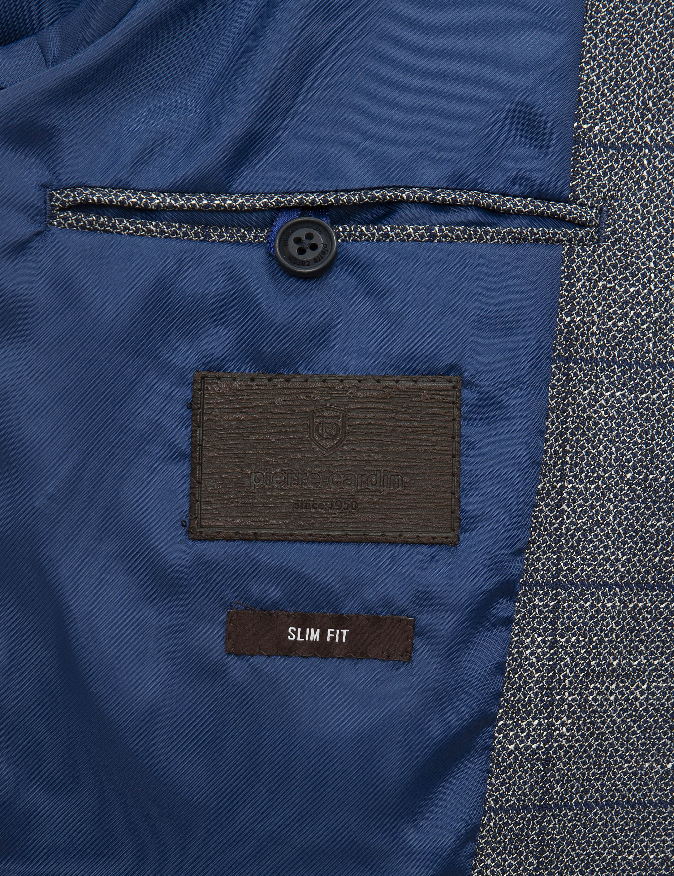 Ekose Lacivert Slim Fit Ceket - Image 6