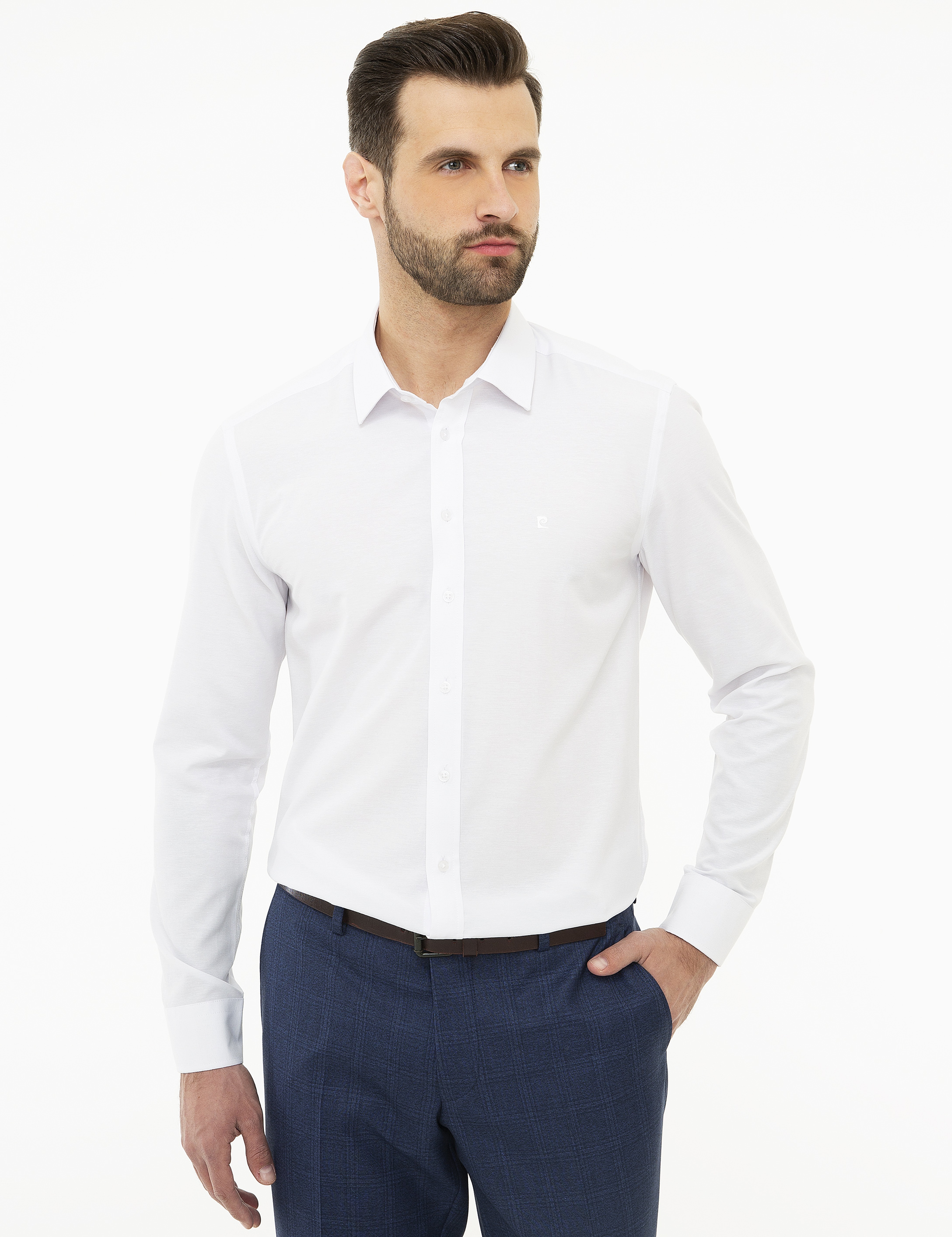 Beyaz Slim Fit Basic Gömlek - Image 1