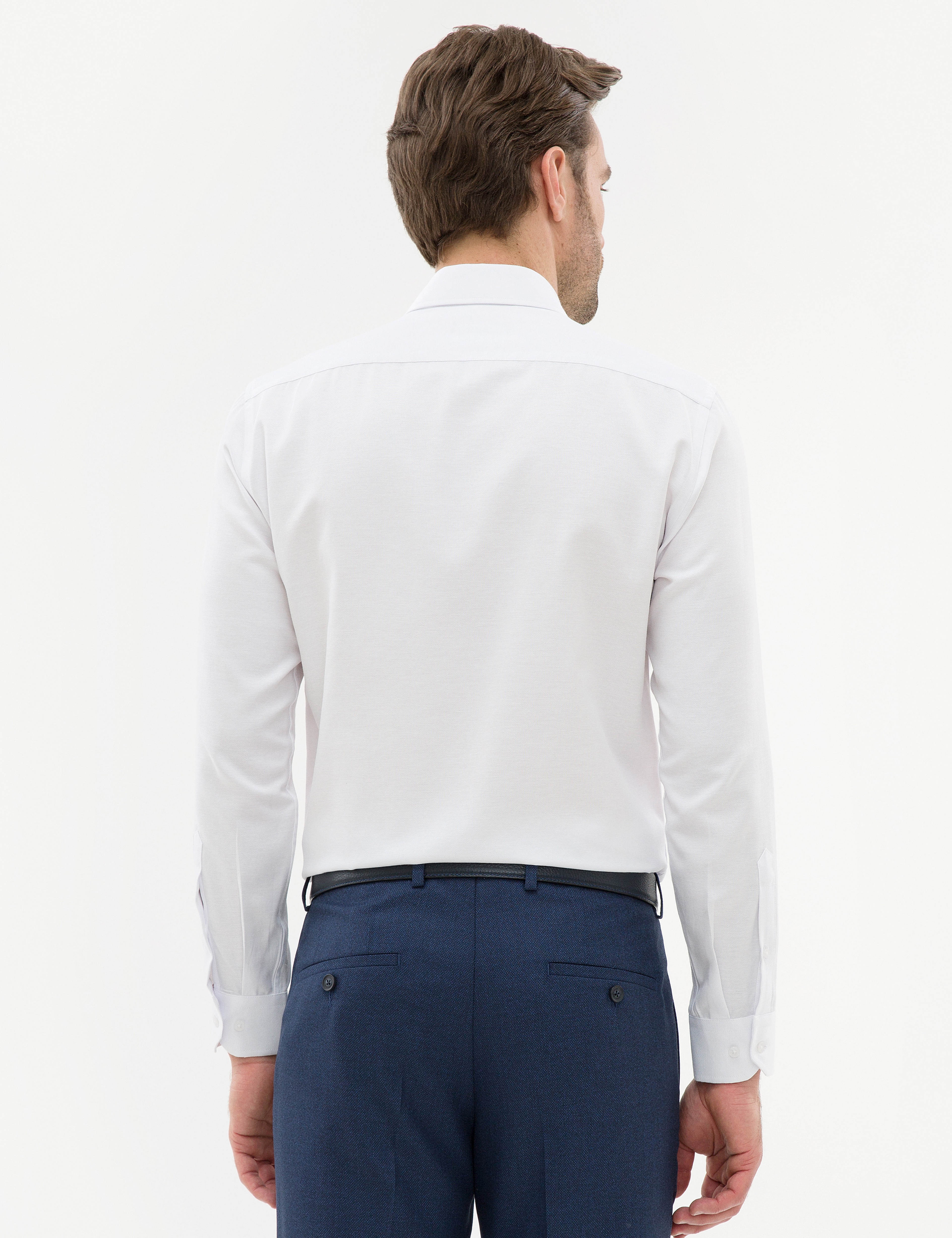 Beyaz Slim Fit Oxford Gömlek - Image 3