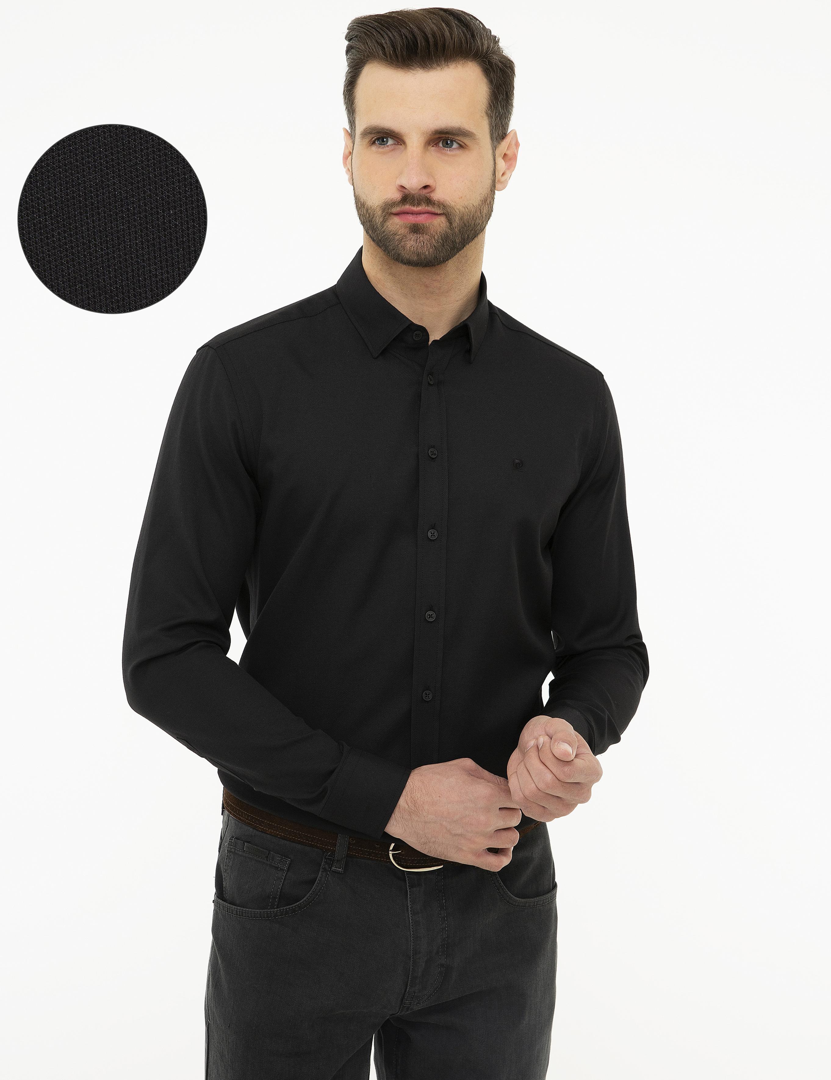 Siyah Slim Fit Oxford Gömlek