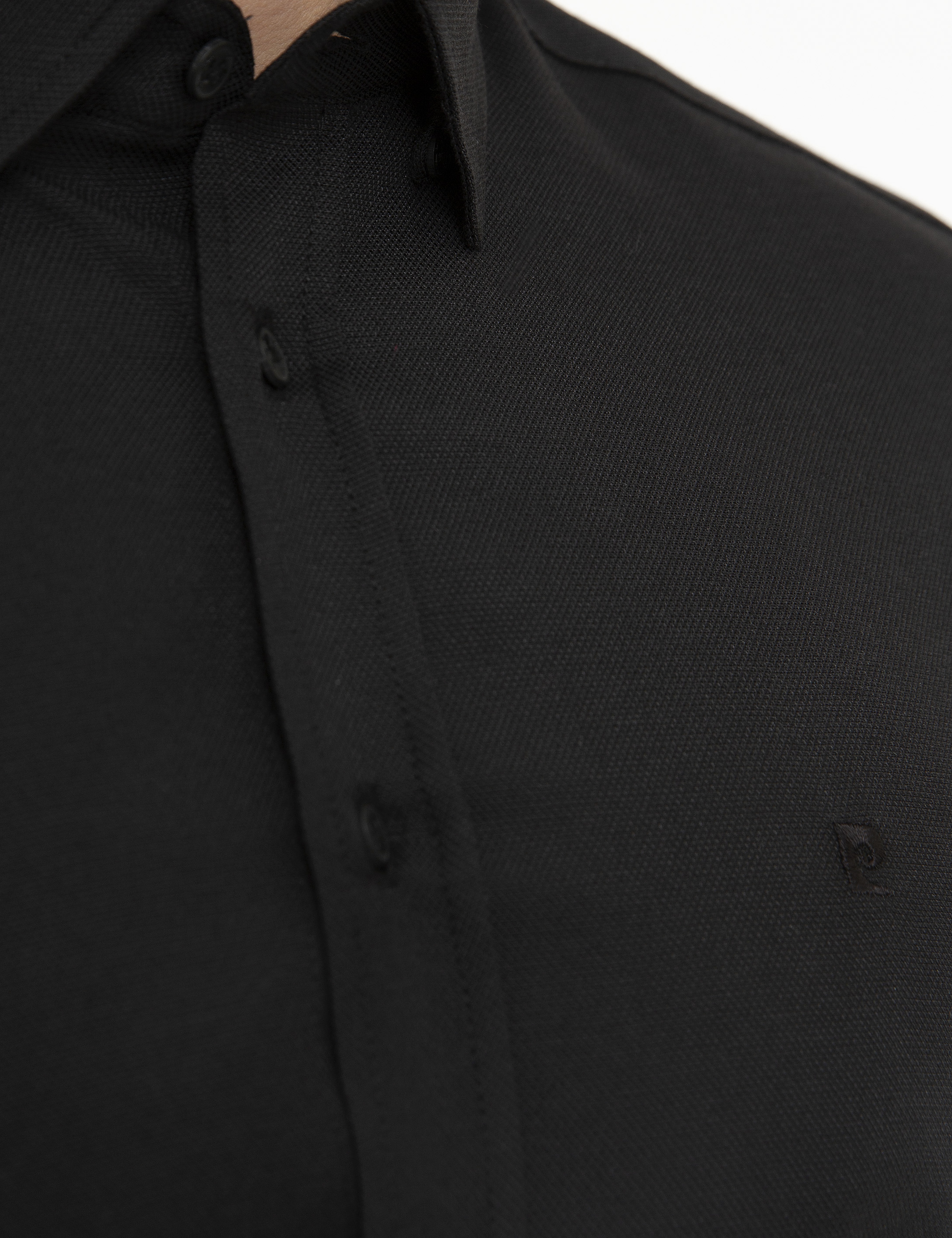 Siyah Slim Fit Oxford Gömlek - Image 5