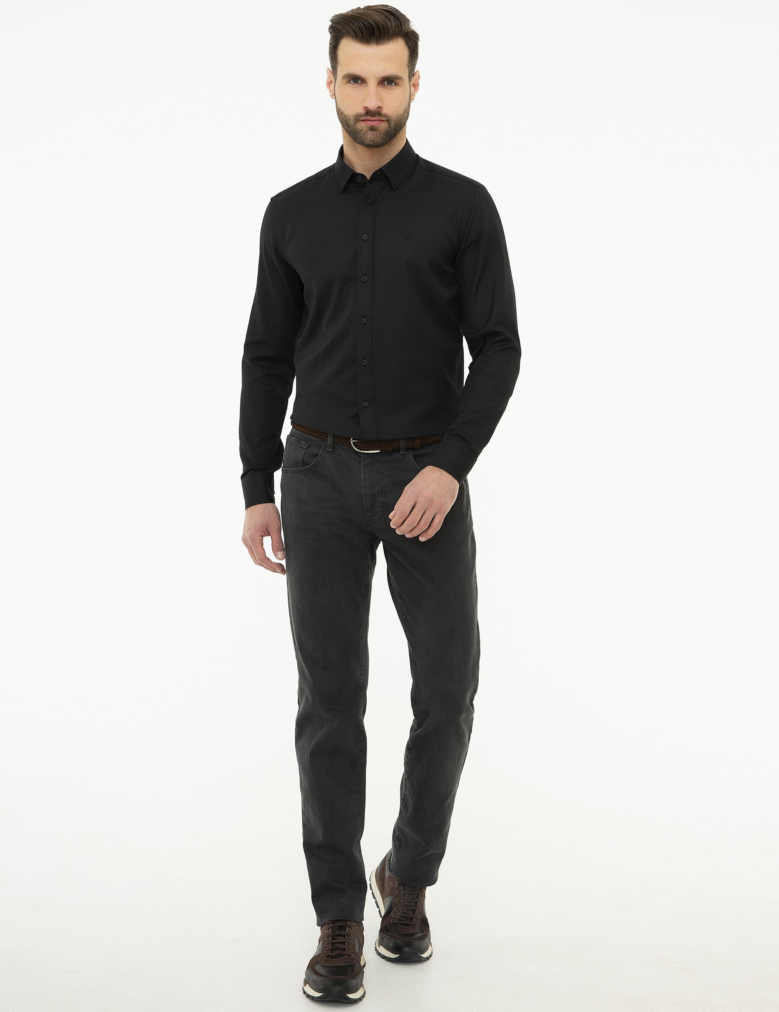 Siyah Slim Fit Oxford Gömlek